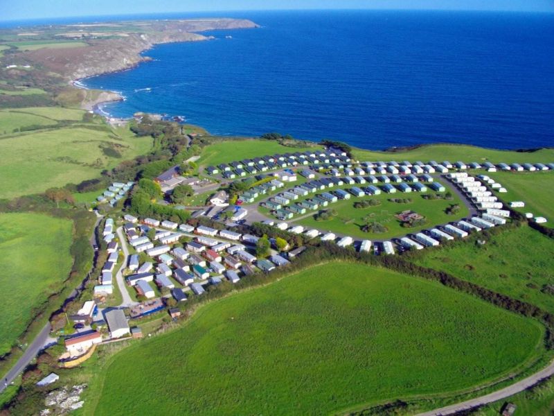 Looking over Sea Acres Holiday Park down to Kennack Sands.